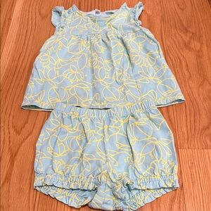 Tea Collection Baby Dress in Light Blue and Yellow